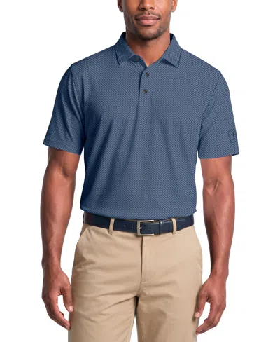 Pga Tour Men's Herringbone Jacquard Golf Polo Shirt In Blue