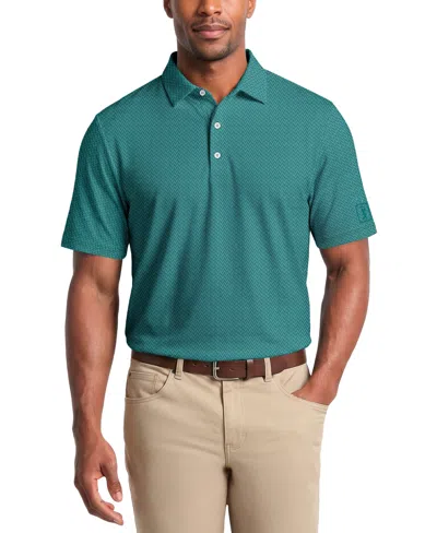 Pga Tour Men's Herringbone Jacquard Golf Polo Shirt In Blue