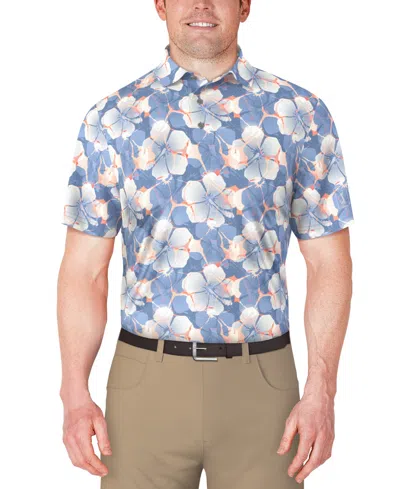 Pga Tour Men's Hibiscus-print Polo Shirt In Blue