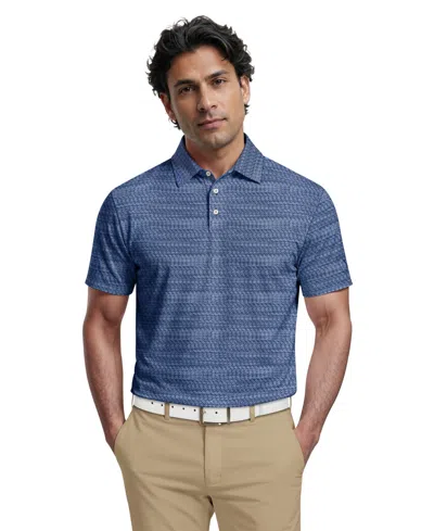 Pga Tour Men's Jacquard Micro Golf Polo Shirt In Blue