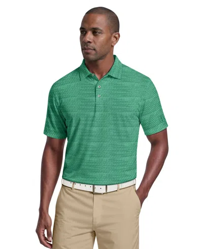 Pga Tour Men's Jacquard Micro Golf Polo Shirt In Green