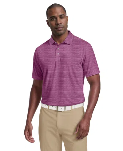 Pga Tour Men's Jacquard Micro Golf Polo Shirt In Purple