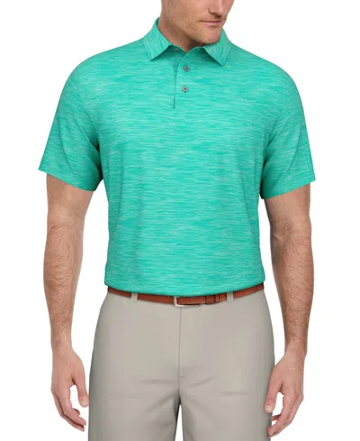 Pga Tour Men's Jaspe Airflux Performance Golf Polo Shirt In Scuba Blue Heather