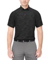 Pga Tour Men's Jasper Airflux Short Sleeve Performance Polo Shirt In Caviar Htr