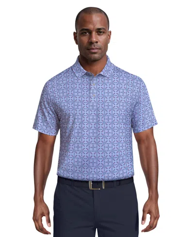 Pga Tour Men's Layered Boat Print Short-sleeve Golf Polo Shirt In Blue