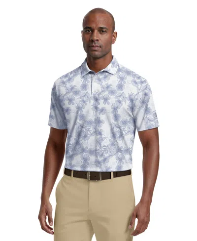 Pga Tour Men's Linear Botanical Print Polo Shirt In Black