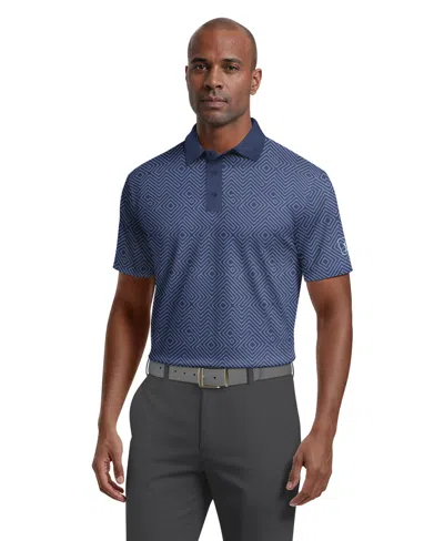 Pga Tour Men's Linear Jaspe Print Polo Shirt In Blue