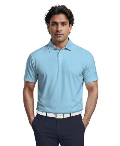 Pga Tour Men's Micro Argyle Jacquard Short-sleeve Golf Polo Shirt In Blue