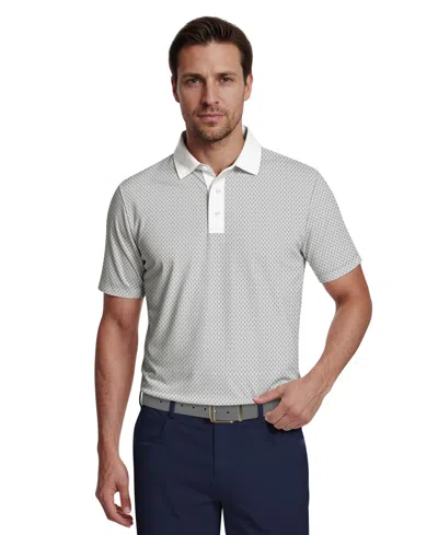 Pga Tour Men's Novelty Geo Color-block Golf Polo Shirt In White