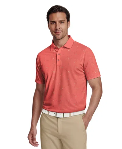 Pga Tour Men's Novelty Print Short-sleeve Polo Shirt In Pink