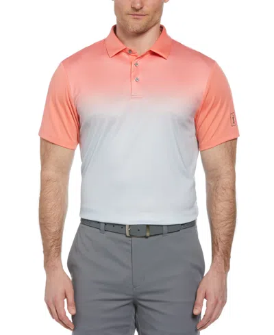 Pga Tour Men's Ombre Short Sleeve Performance Polo Shirt In Shell Pink