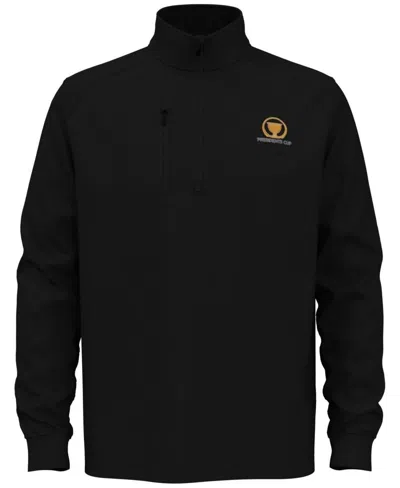 Pga Tour Men's Ottoman Quarter Zip Sweater In Caviar In Black