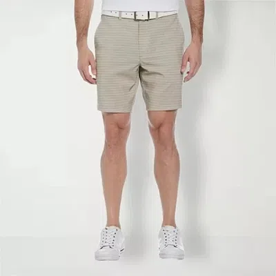 Pga Tour Men's  Golf Shorts Brown Striped Stretch Regular Fit Zip Fly Ups584 In Gray