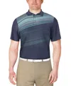 Pga Tour Men's Printed Stripe Polo Shirt In Blue Indigo