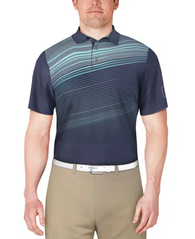 Pga Tour Men's Printed Stripe Polo Shirt In Blue Indigo