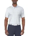 Pga Tour Men's Refreshments Short Sleeve Printed Polo Shirt In Bright White