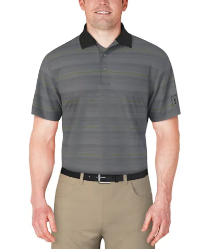 Pga Tour Men's Short Sleeve Birdseye Jacquard Polo Shirt In Caviar