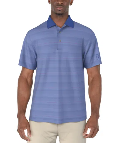 Pga Tour Men's Short Sleeve Birdseye Jacquard Polo Shirt In Princess Blue