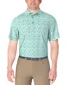 Pga Tour Men's Short Sleeve Botanical Print Golf Polo Shirt In Green