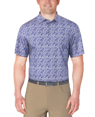 Pga Tour Men's Short Sleeve Botanical Print Golf Polo Shirt