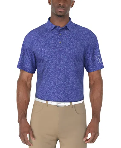 Pga Tour Men's Short Sleeve Confetti Print Golf Polo Shirt In Blue