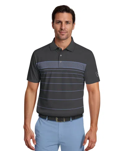 Pga Tour Men's Short-sleeve Engineered Chest Stripe Polo Shirt In Black