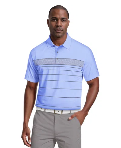 Pga Tour Men's Short-sleeve Engineered Chest Stripe Polo Shirt In Purple