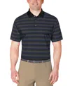 Pga Tour Men's Short Sleeve Jacquard Striped Golf Polo Shirt