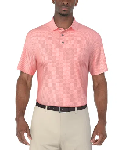 Pga Tour Men's Short Sleeve Micro Geo Print Polo Shirt In Purple