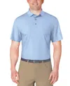 Pga Tour Men's Short Sleeve Micro Geo Print Polo Shirt In Blue