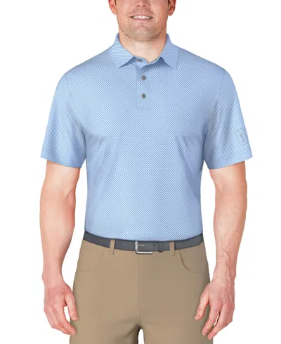 Pga Tour Men's Short Sleeve Micro Geo Print Polo Shirt In Blue