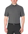 Pga Tour Men's Short Sleeve Micro Geo Print Polo Shirt In Caviar