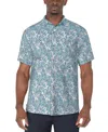 Pga Tour Men's Short Sleeve Seersucker Palm Print Golf Polo Shirt