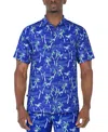 Pga Tour Men's Short Sleeve Watercolor Palm Print Button-front Shirt