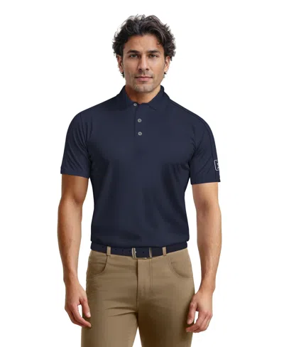 Pga Tour Men's Solid Cooling Texture Polo Shirt In Blue