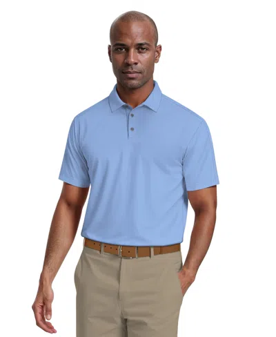 Pga Tour Men's Solid Cooling Texture Polo Shirt In Blue