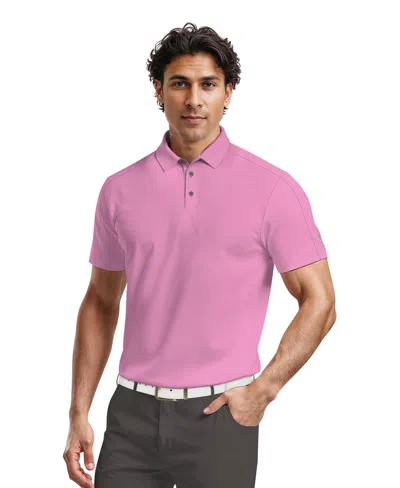 Pga Tour Men's Solid Cooling Texture Polo Shirt In Pink