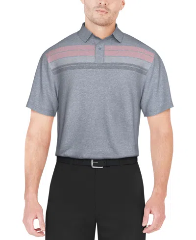Pga Tour Men's Stretch Moisture-wicking Chest Stripe Golf Polo Shirt In Tradedawn