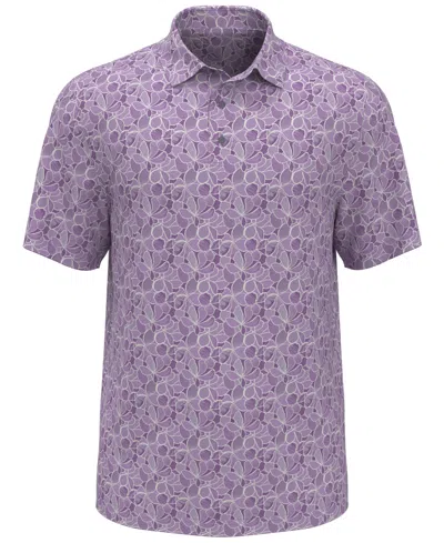 Pga Tour Men's Stretch Moisture-wicking Floral Golf Polo Shirt In Paisley Pu