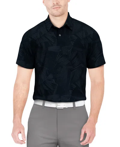 Pga Tour Men's Stretch Moisture-wicking Palm-print Golf Polo Shirt In Insignia B