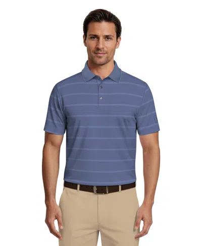 Pga Tour Men's Striped Classic-fit Golf Polo Shirt In Blue