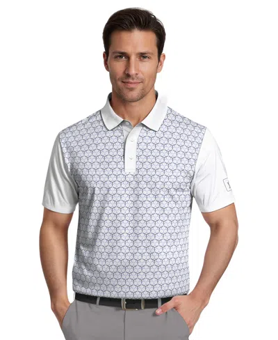 Pga Tour Men's Technical Linear Color Block Short-sleeve Polo Shirt In White