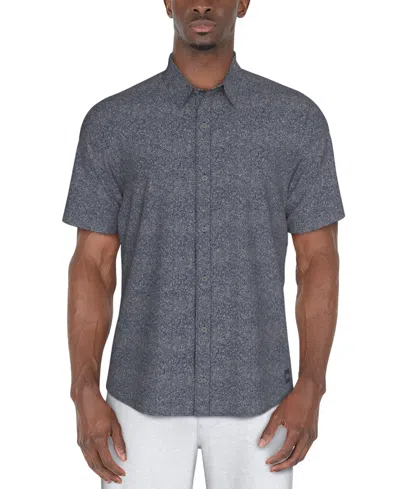 Pga Tour Men's Textured Short Sleeve Button-front Fruit Print Shirt In Insignia Blue