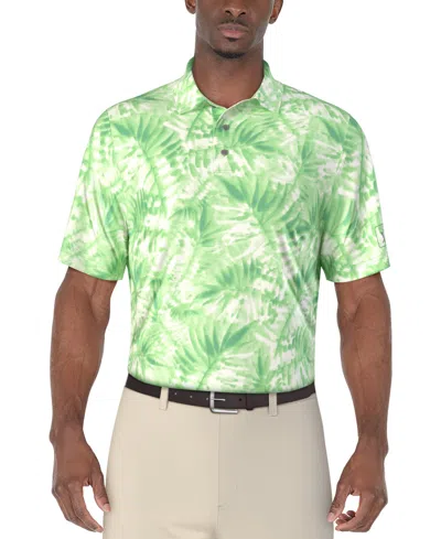Pga Tour Men's Tropical Leaf-print Polo Shirt In Green