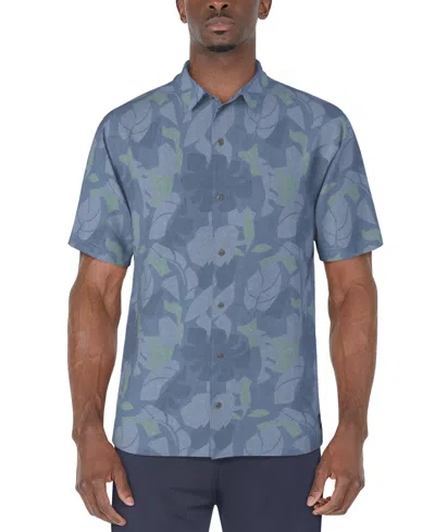 Pga Tour Men's Tropical Woven Button-down Shirt In Blue Horizon
