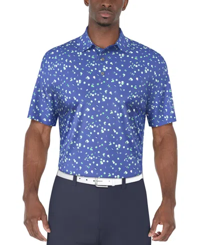 Pga Tour Men's Umbrella Graphic Polo Shirt In Blue