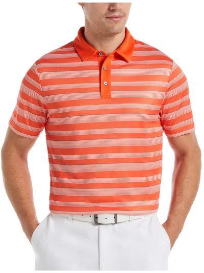 Pga Tour Mens Collar Short Sleeve Polo In Orange