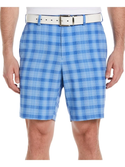 Pga Tour Mens Plaid Polyester Casual Shorts In Blue