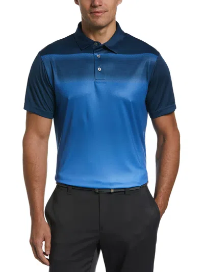 Pga Tour Mens Sun Protection Collar Polo In Blue