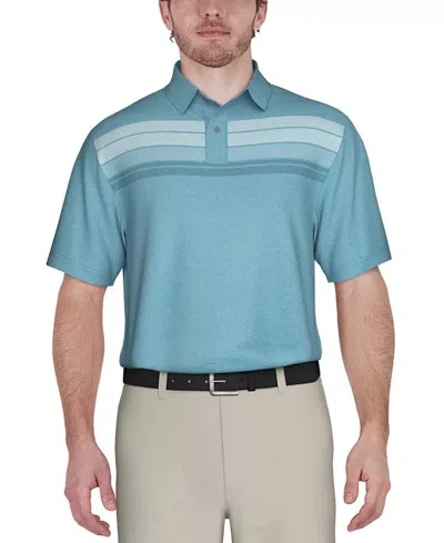 Pga Tour Polo Shirt Men Blue Striped Moisture Wicking Short Sleeve Fts1041